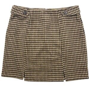 Altar'd State Houndstooth Mini Skirt Tab Waist Preppy Academia Slit Lined M